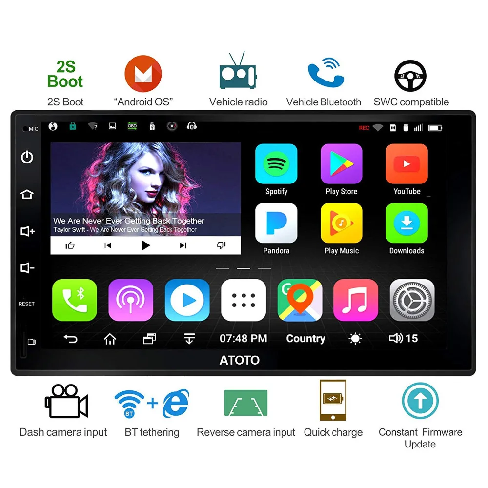 ATOTO A6 Doubel Din Android авто радио gps Navi плеер/2* Bluetooth/A6Y2721P 2G+ 32G/2A Быстрая зарядка/Indash мультимедиа/WiFi