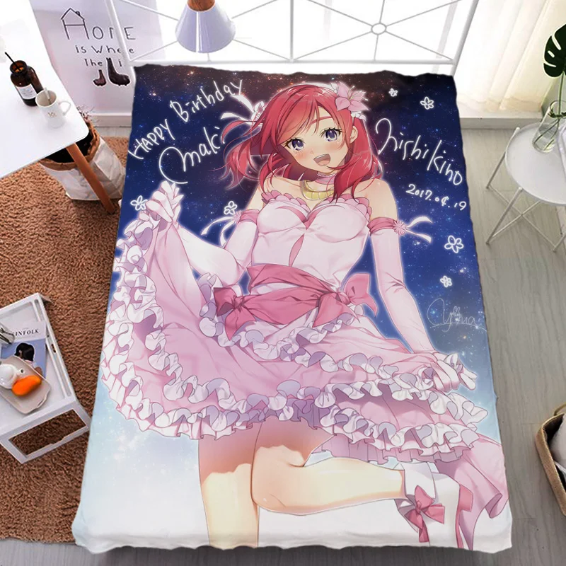 Августа обновление аниме Лав Лив! Minami Kotori& Уми Сонода& Маки нисикино кровать лист молоко и одеяло летнее одеяло 150x200 см