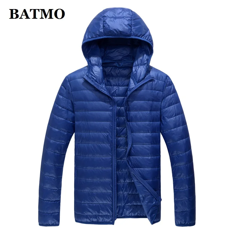 

BATMO 2019 new arrival autumn high quality 80% white duck down jackets,men's thin blue Down hooded jacket,plus-size M-5XL 779