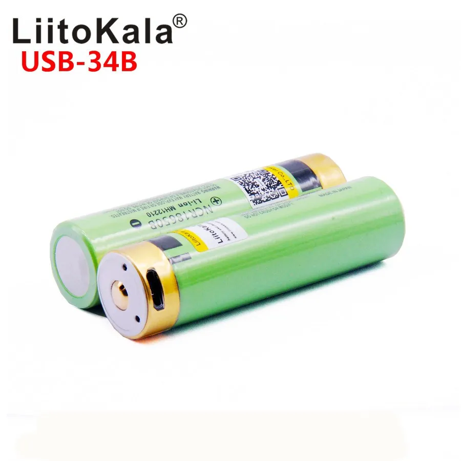 LiitoKala USB-34B 3,7 V 18650 3400mAh литий-ионная USB аккумуляторная батарея с светодиодный светильник-индикатор DC-Charging