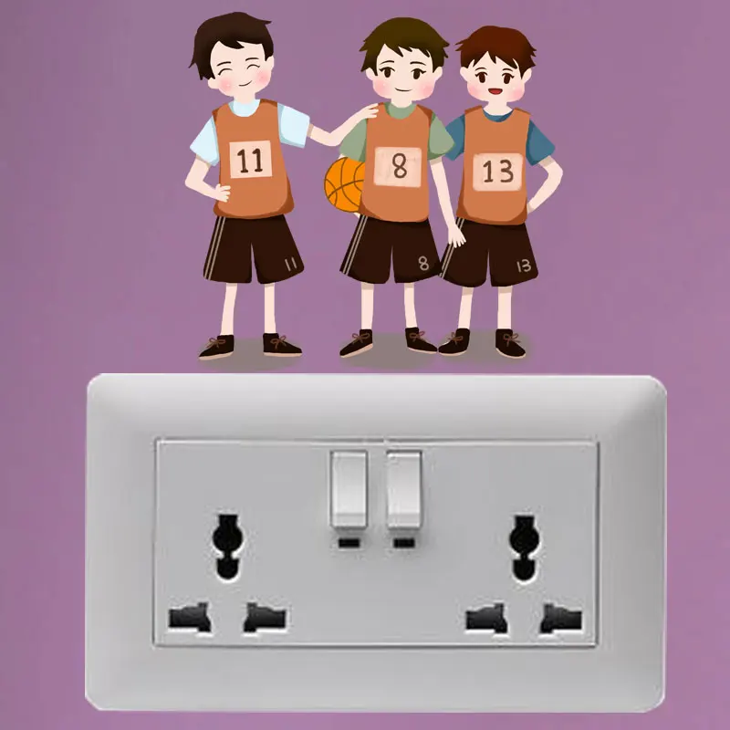YOJA Boys Who Plays Basketball Happily Living Room Bedroom Wall Sticker Colored Decor PVC Wonderful 8SS1970 | Дом и сад