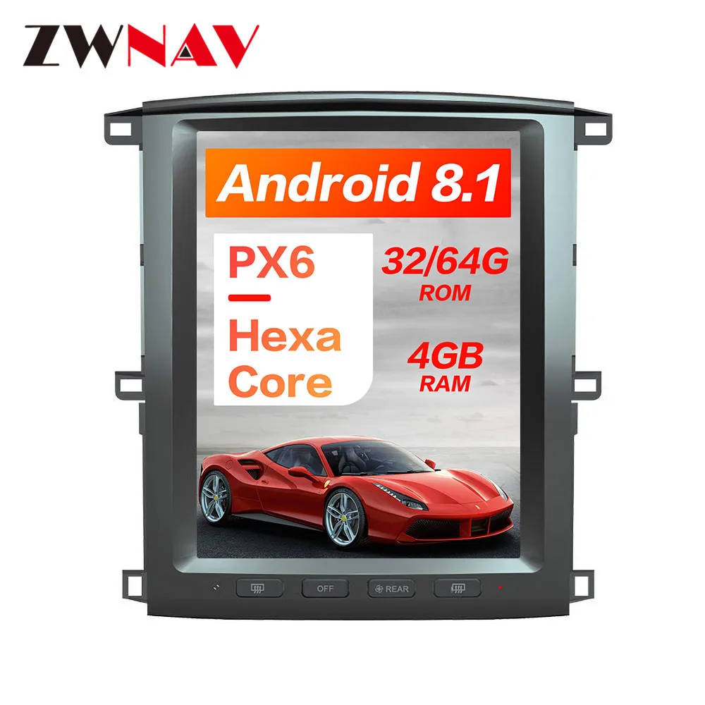 PX6 4 Гб ОЗУ Tesla стиль Android 8,1 автомобильный gps-навигатор для TOYOTA LAND CRUISER LC100 03 головное устройство Мультимедиа Радио магнитофон
