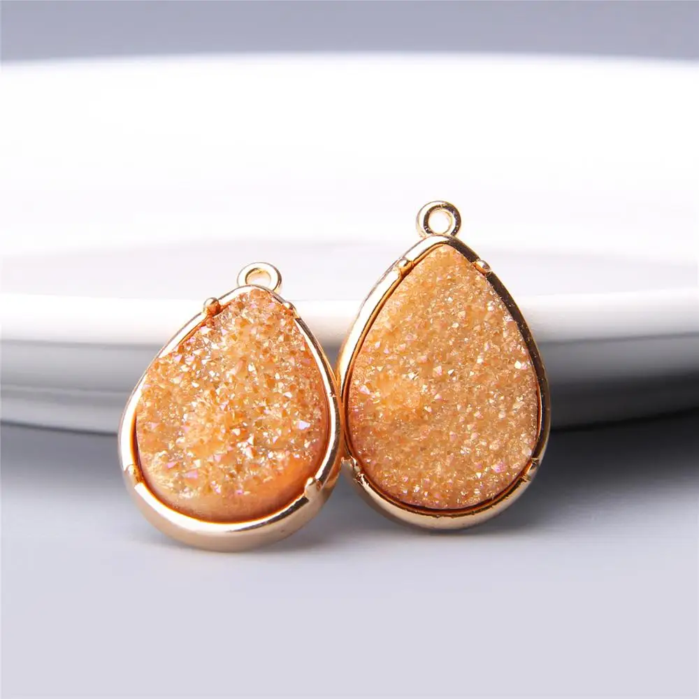 Подвеска Geode Drusy Druzys из натурального апельсина с гальваническим