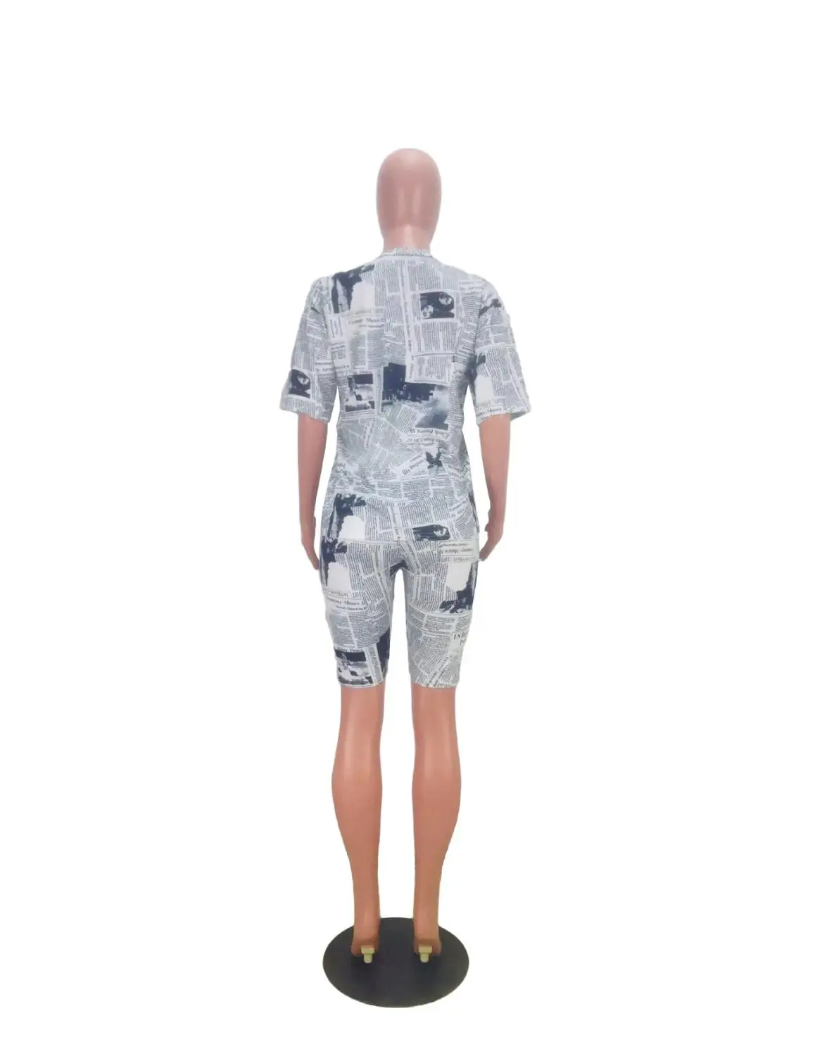 2019 Новый женский летний газетный принт с О образным вырезом Половина Длина