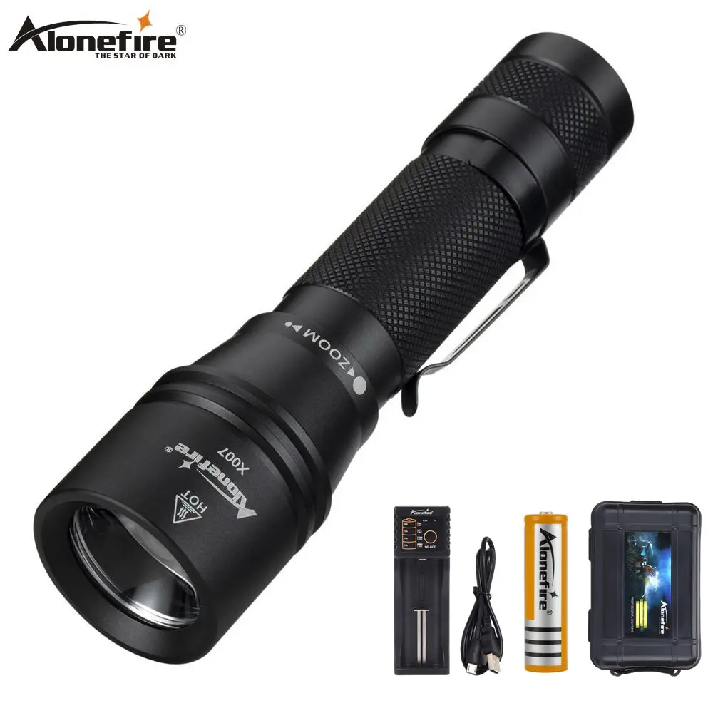 

Alonefire X007 zoom led flashlight usb charging ultra bright torch xml t6 tactical torch Lanterna Zoomable Waterproof Flashlight