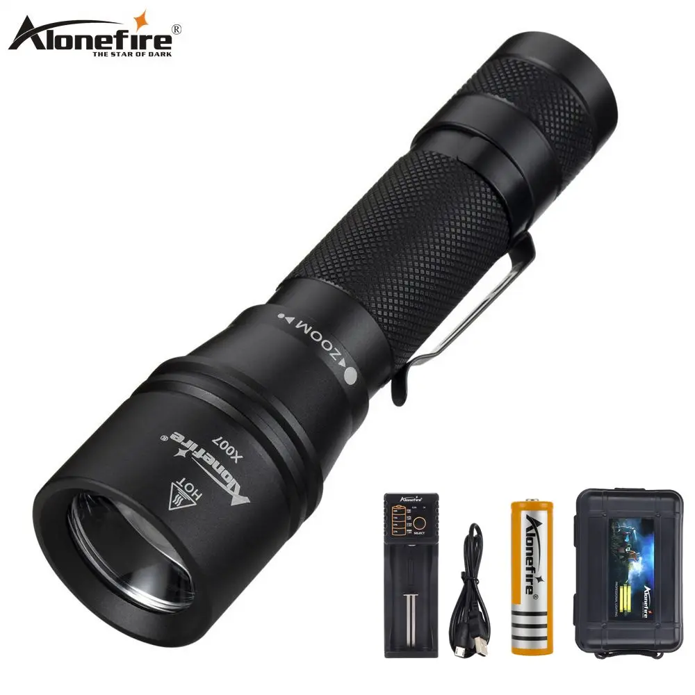 Alonefire X007 zoom светодиодный фонарик usb зарядка ультра яркий фонарь xml t6 тактический