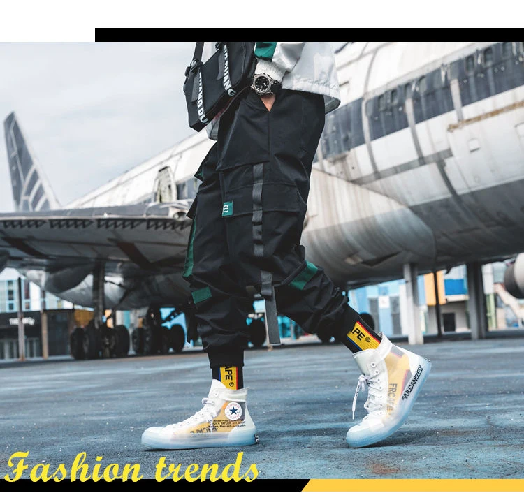 Cargo Pants Streetwear Hip hop Men Loose Joggers Sweatpants Plus size Track Pants Pocket Elastic Waist Ankle Length Trousers