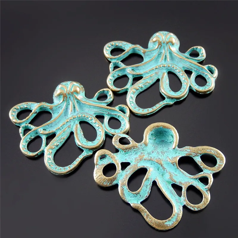 (10Piece)Man Punk Vintage Alloy Squid Necklace Pendant Animal Bracelet Charms 43*25mm Bag Hanger Jewelry Handmade Crafts 52077 | Украшения