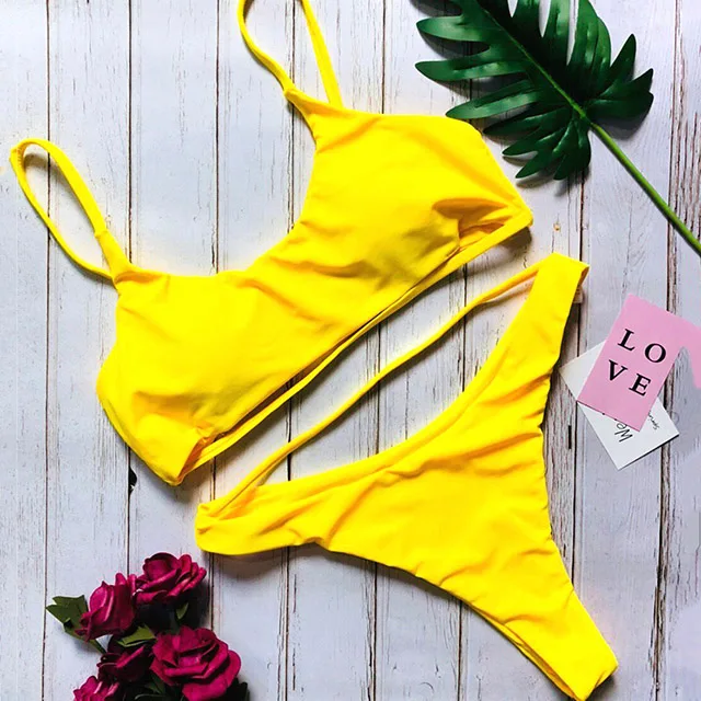 B520Yellow Новинка, сексуальный неоновый зеленый спортивный бикини, женский леопардовый купальник, бразильский купальник, Женский комплект бикини из двух предметов, купальный костюм - Цвет: B520Yellow