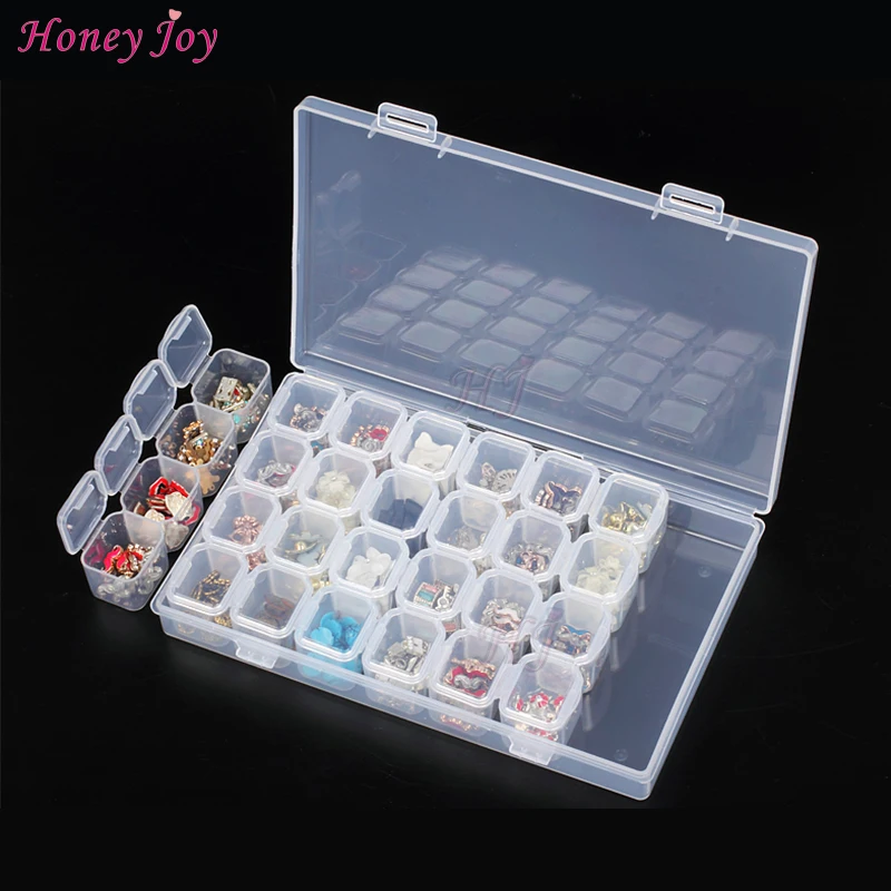 

Independent Well Locked 28bottles/set Nail Art Decals Decoration Jewelry Rhinestone Storage Case Box Container Manicure Accessor