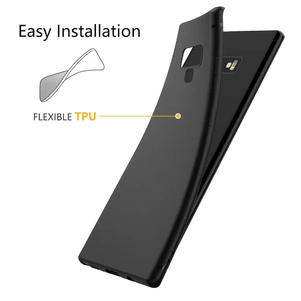 for Samsung Galaxy Note 9 Case Black TPU Cover Phone Matte Finish Slim Profile Protectors Note9 |