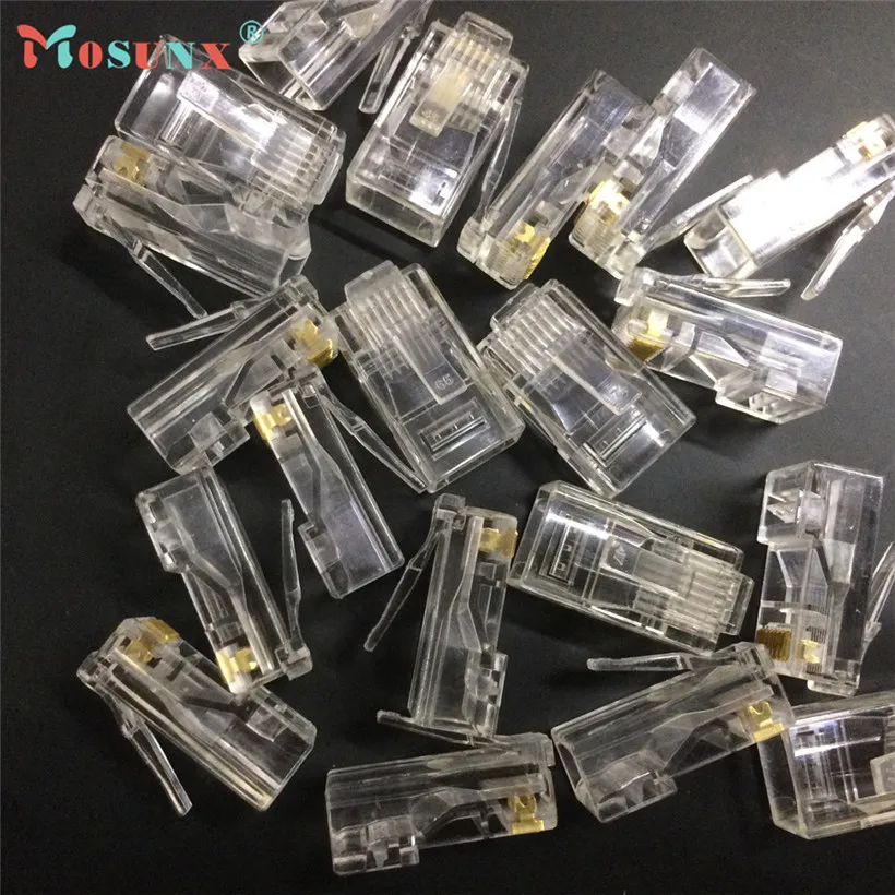 Mosunx Расширенный сетевой разъем Cat5 Cat5e 20 шт. металлический кабель rj45 модульные