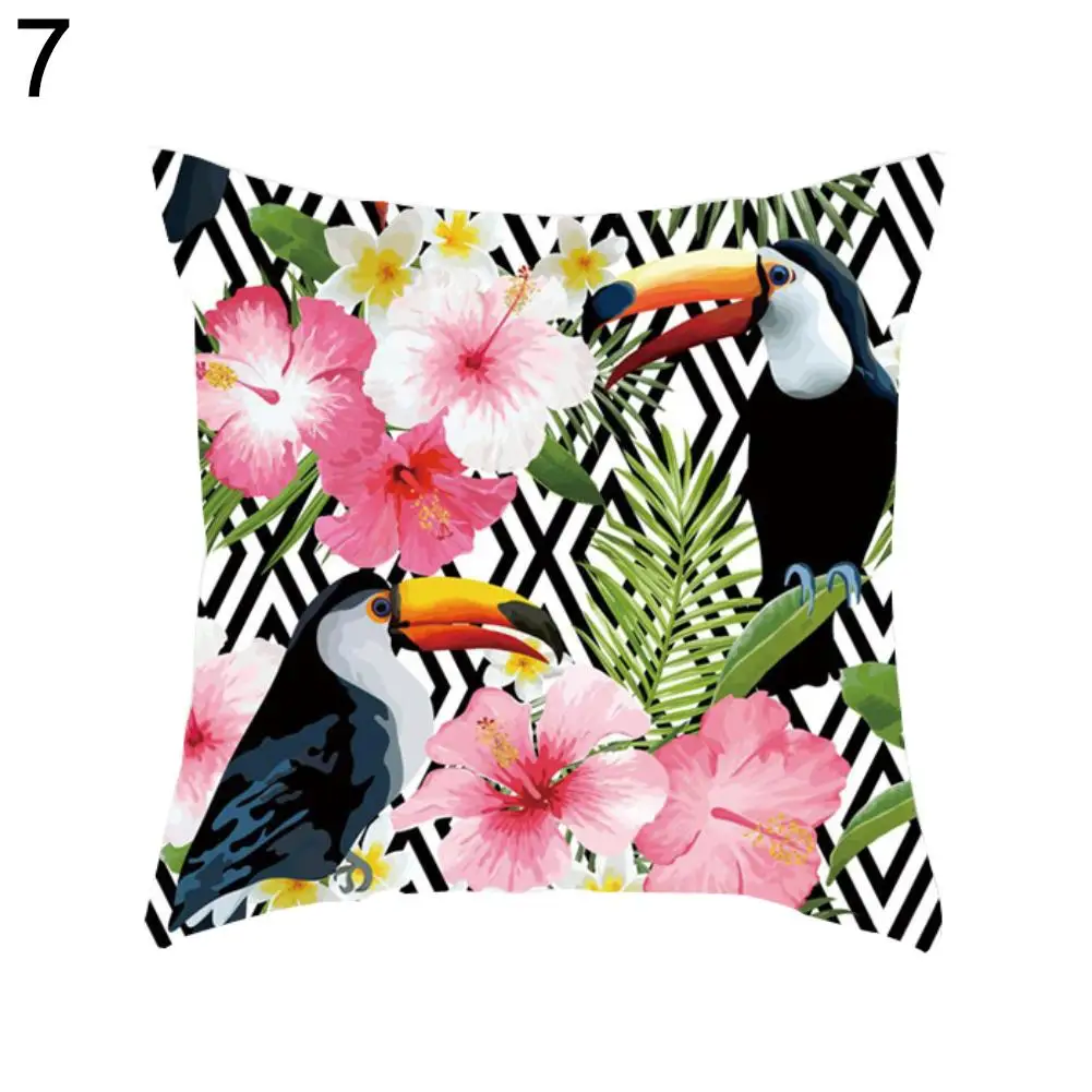 

POP ITEM Lovely Toucan Leaves Square Throw Pillow Case Cushion Cover Home Sofa Cafe Decor