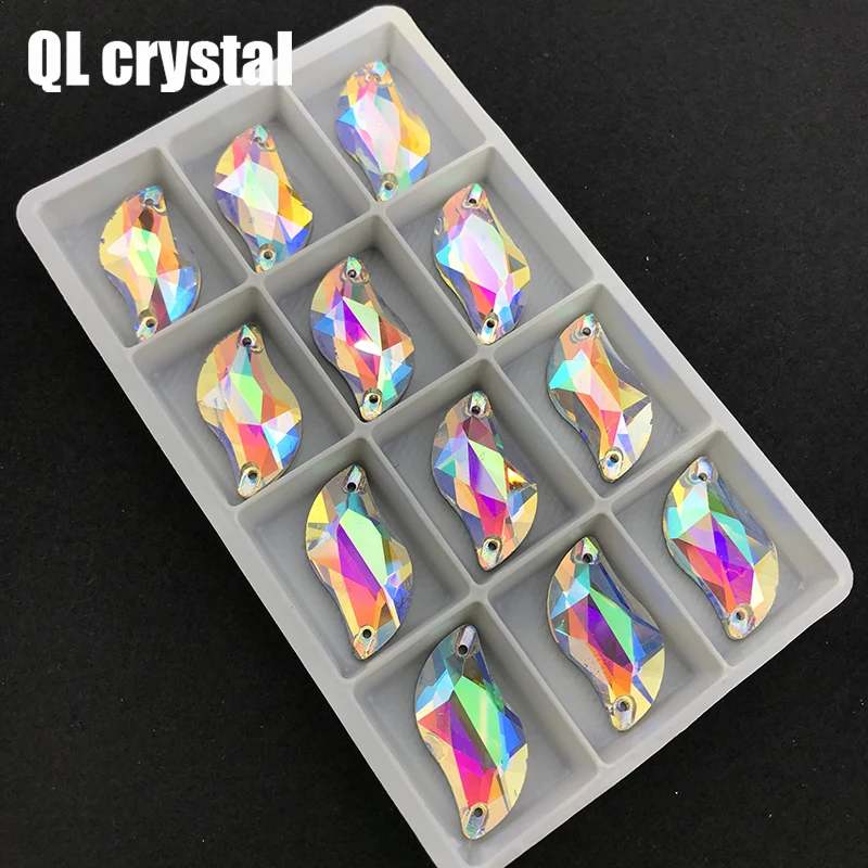 Кристально прозрачные стразы в форме буквы S QL пришивные с плоской задней