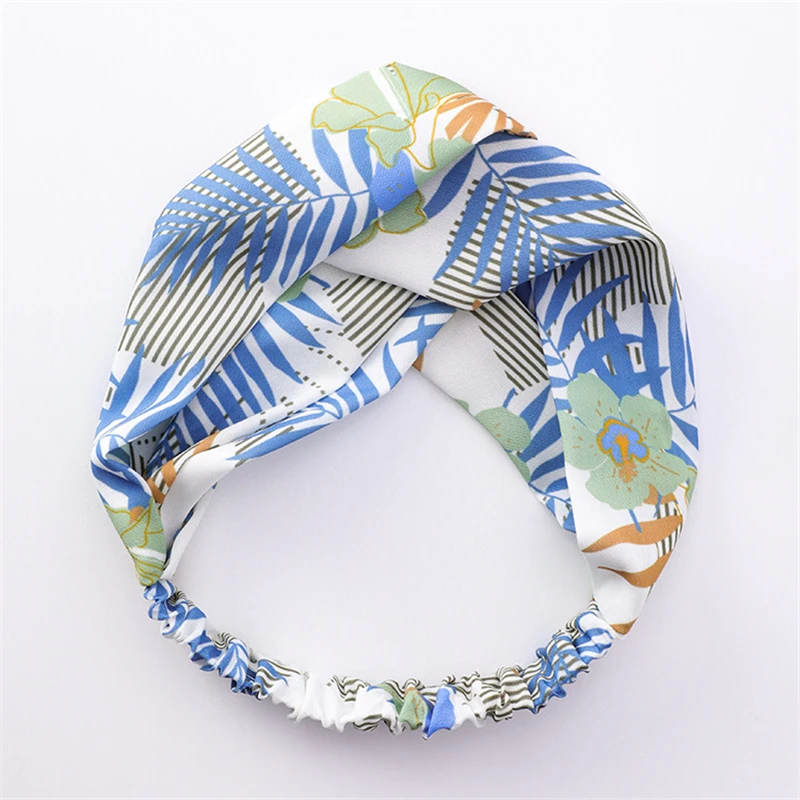 New Summer Flower Print Hairband Beach Holiday Wind Wide Side Casual Cross Hair Band For Women Accessories Headband |