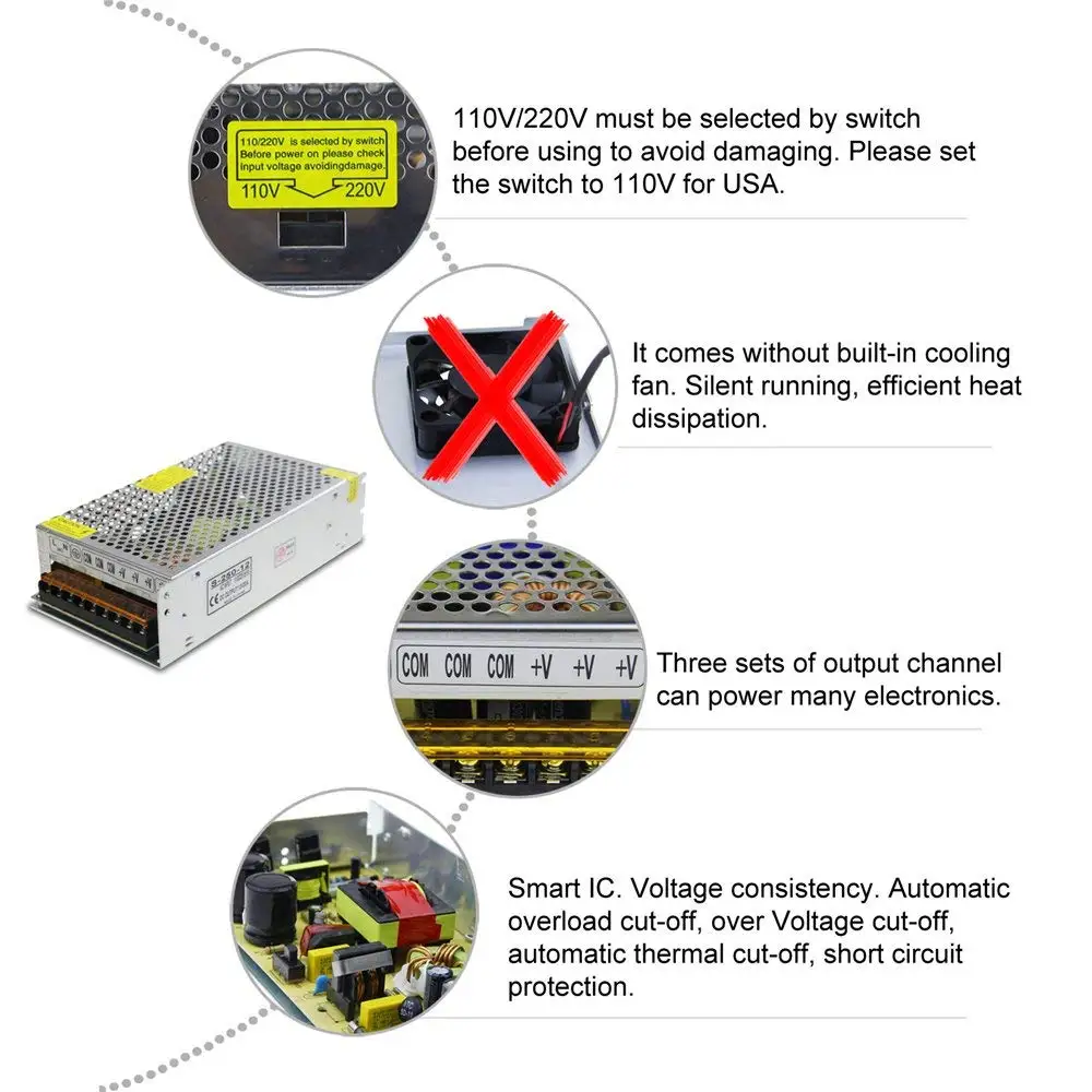 Питание Источник 12 V 20A 240 W вольт светодиодный драйвер Зарядное устройство для