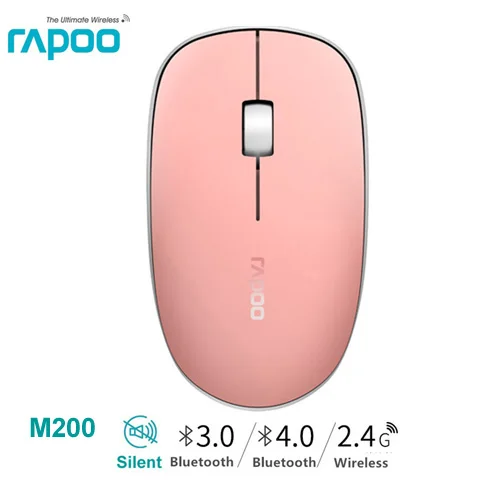 M200 Pink Rapoo 3D Тонкий 3520 P Беспроводная Оптическая Мышь Для Apple ПК с Windows Ноутбука Мыши с 1000 ТОЧЕК/ДЮЙМ Ambidextrous и Пыли-доказательство дизайн - Цвет: M200 Pink
