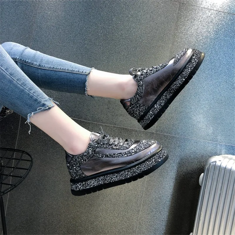 Ультралегкие женские кроссовки на толстой подошве модная кожаная повседневная