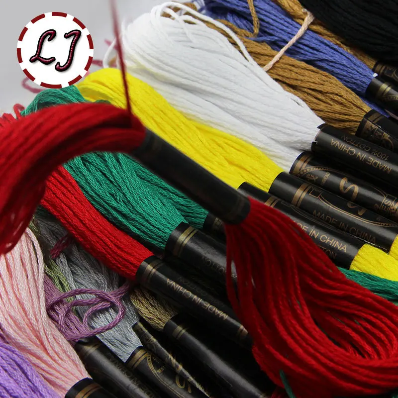Лидер продаж 100 шт./лот ярд 50 разных цветов нитки для вышивки крестиком мотки CXC