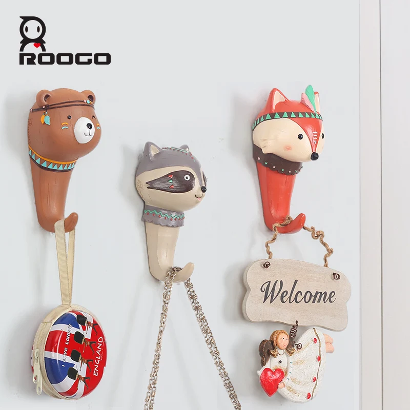 Roogo в этническом стиле с мультяшными животными крючок для домашнего декора