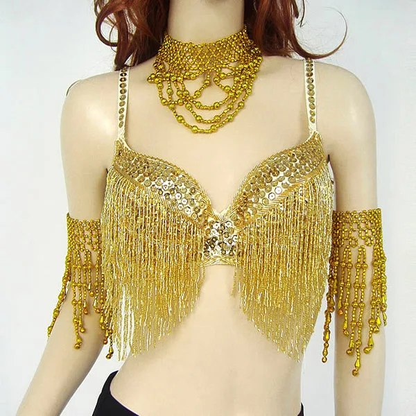 Бюстгальтер для танца живота костюм Марди Грас расшитый бисером с блестками 10