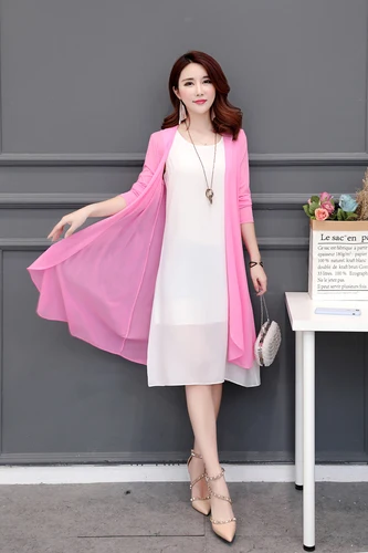 qianfen Лето плюс Размеры XL-5XL леди Monther Floral Mesh кимоно для женщин; Большие размеры Для женщин пляжные кимоно Для женщин длинные Floral Mesh Top - Цвет: qianfen
