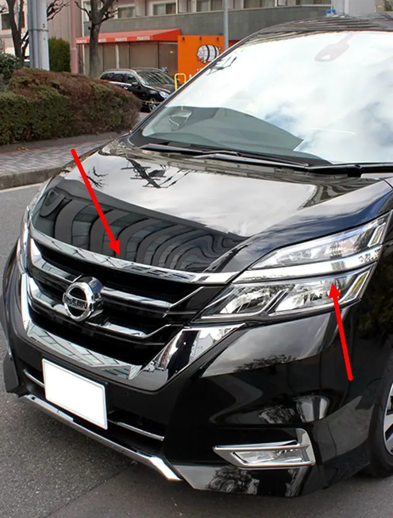 ABS Хром Передняя фара Накладка для Nissan Serena C27