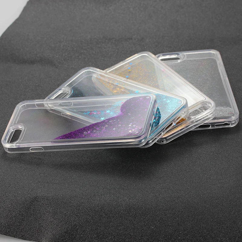 Жесткий Чехол для iPhone 7 8 плюс X XS динамический Жидкий блеск песок Прозрачный