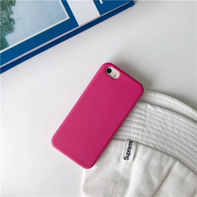 rose red Чехол для телефона ярких цветов для iphone XS, XR, XS, Max, мягкий силиконовый матовый чехол из ТПУ с полным чехол для iphone 5 5S se, 6, 6 S, 7, 8 Plus, X, чехол s - Цвет: rose red