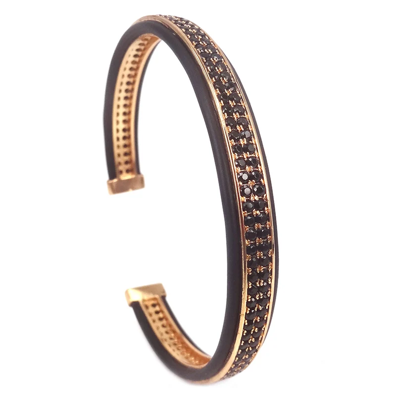 Запястные браслеты Protecing из фианита манжеты чистого золота с микрозакрепкой