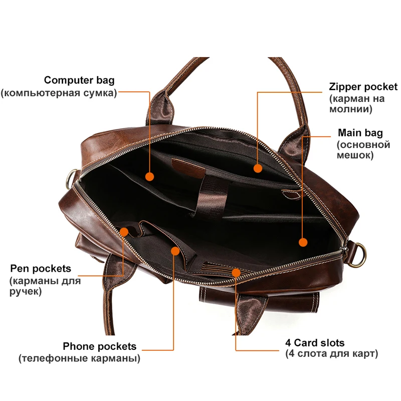 Портфель WESTAL мужской из натуральной кожи сумка для ноутбука офисный саквояж