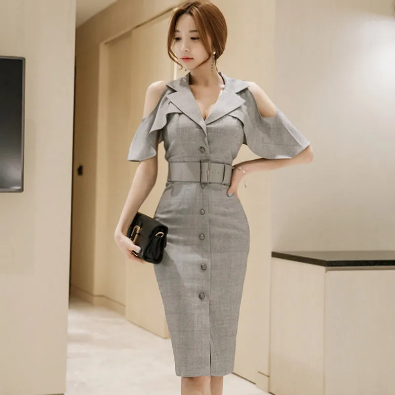 Большой размер элегантное платье-карандаш для женщин лето 2020 Открытое платье с