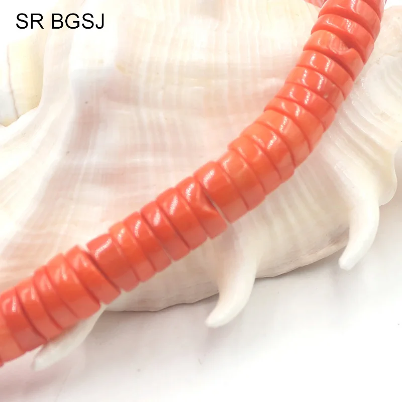 Бесплатная доставка 4 5x10 12 мм настоящий Rondelle натуральный Оранжевый Коралловый