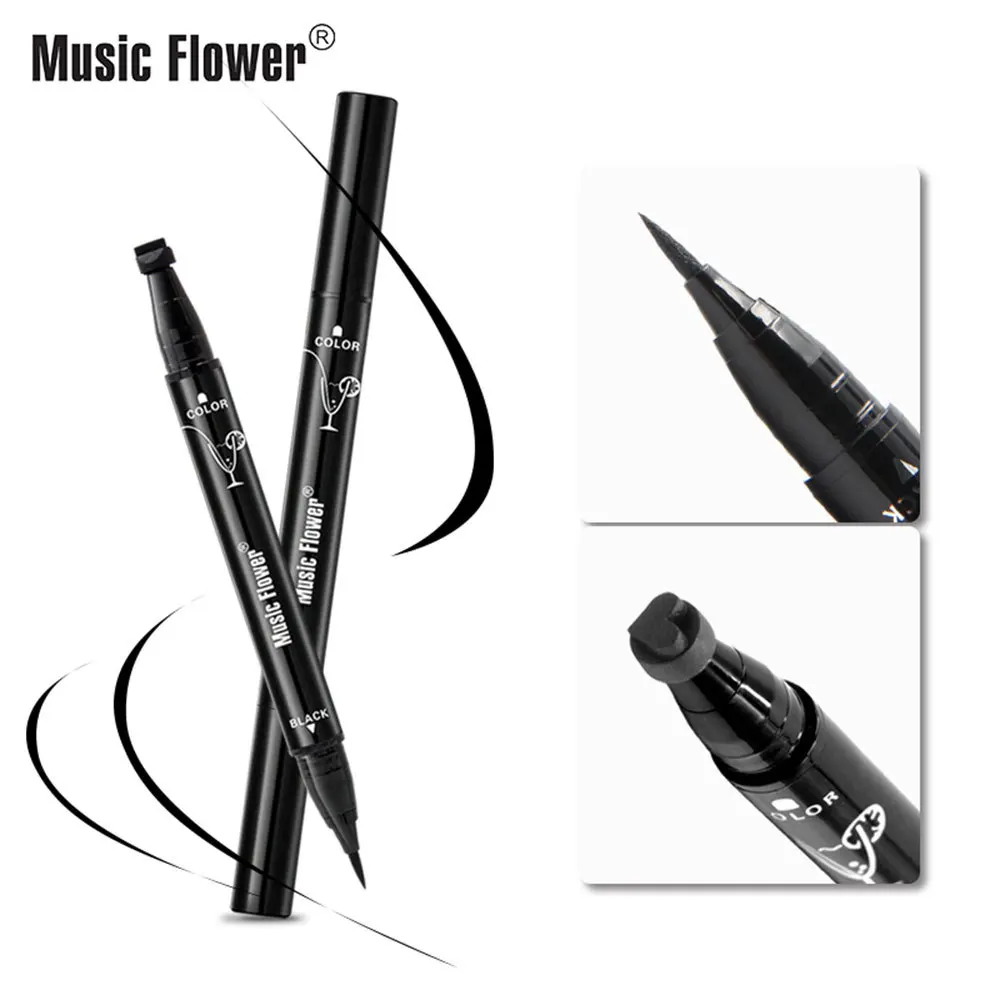 Music Flower зубная щетка с двумя головками и Черная Подводка для глаз+ татуировки уплотнения, карандаш-подводка для глаз, Водонепроницаемый макияж глаз ручка Жидкость со звездой, карандаш-подводка для глаз