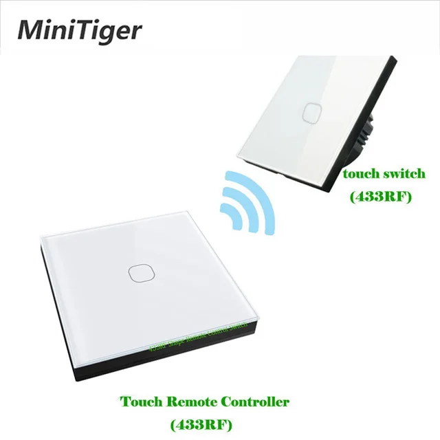 

Minitiger EU Standard 1/2/3 Gang 2 Way Gray Wireless Remote Wall Light Touch Switch Wireless Stick Remote Touch Switch