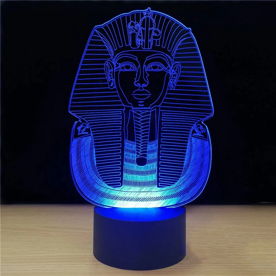 

3D Светодиодная визуальная 7 цветов Египетский Сфинкс настольная лампа Usb креативная спальня сон Фараон светильник подарки прикроватные ноч...