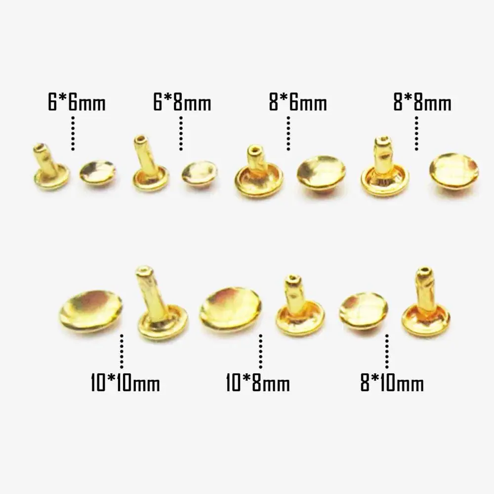 golden no tools 50 комплектов, металлическая двойная крышка, круглая Быстрая заклепка, шпилька, кожаный ремень, кошелек, сумка, одежда, декоративная, сделай сам, ремонт ногтей, 4 цвета, 8 размеров - Цвет: golden no tools