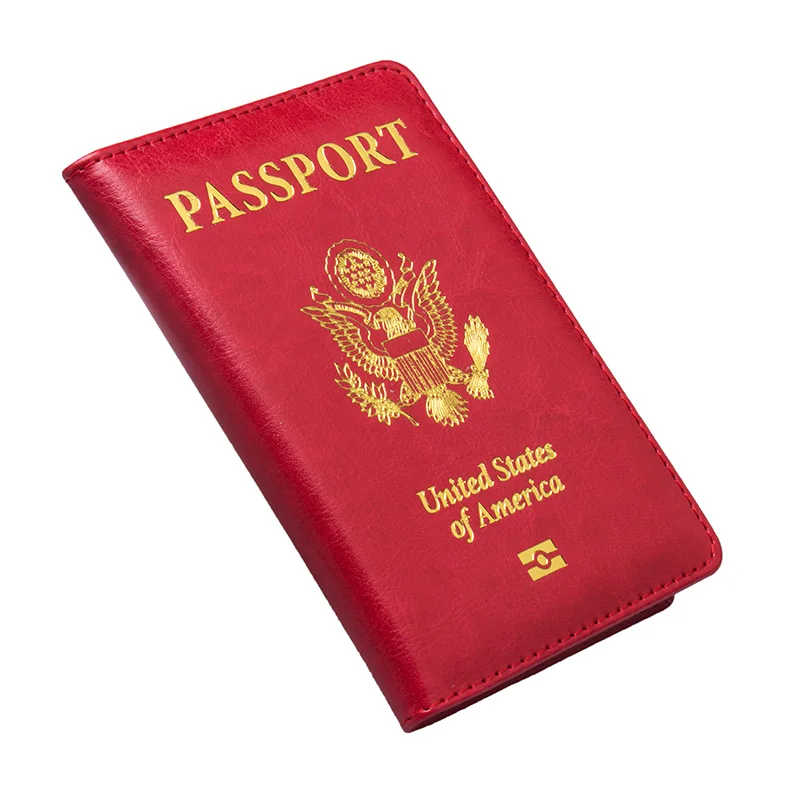 USA double-headed eagle red fashion International standard size passport cover waterproof solid pu leather holder | Багаж и сумки