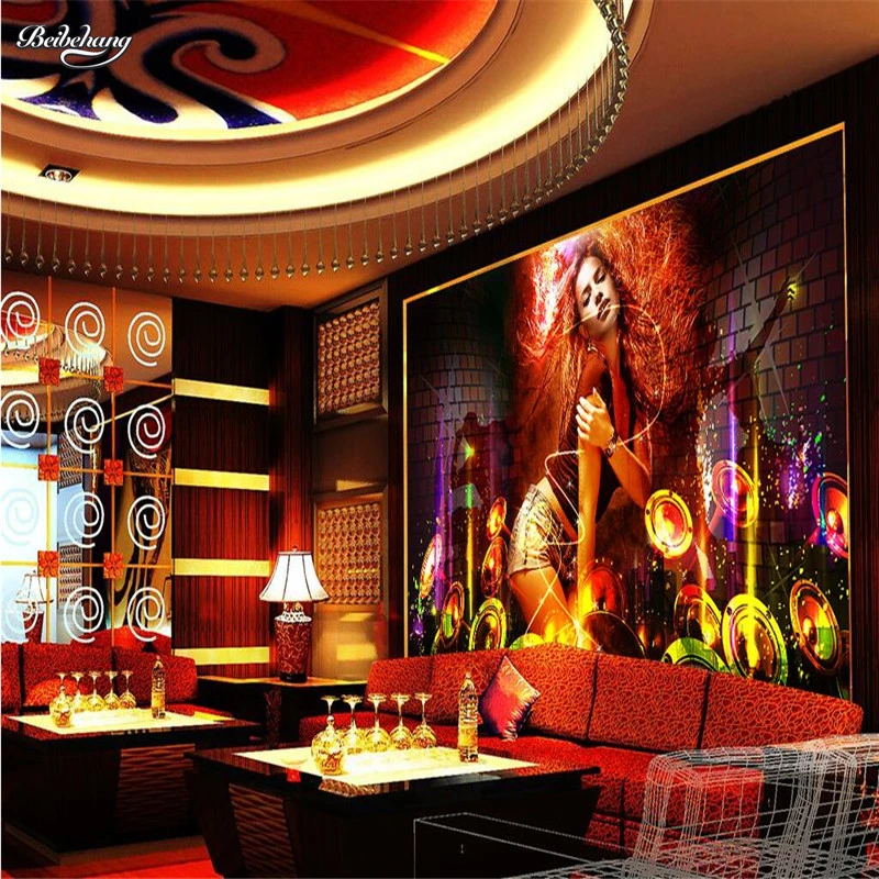Beibehang wallpaper 3D Настенная роспись Золотая музыка пение и танцы диско ночной клуб бар