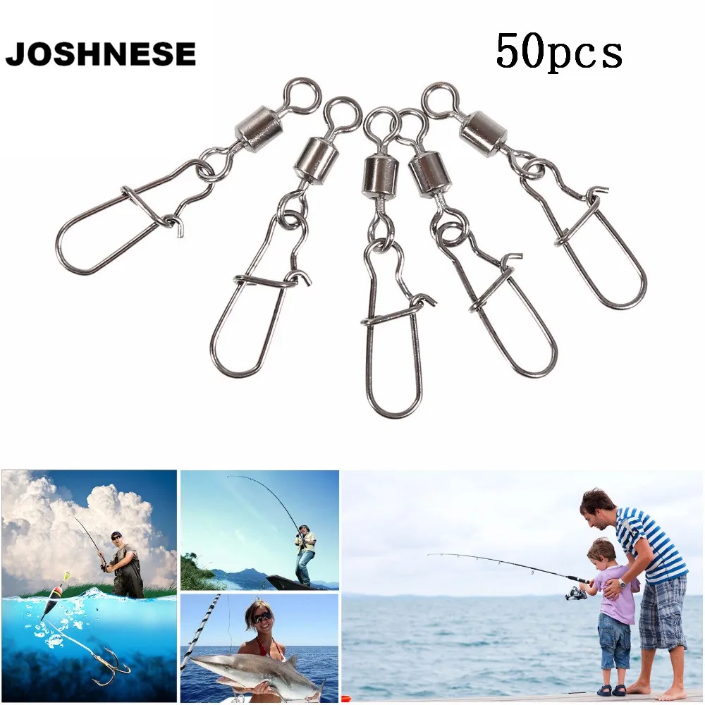 JOSHNESE 50 шт. рыболовный подшипник Вращающийся Поворотный стальной сплав с защелкой