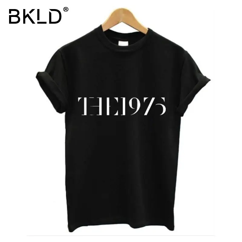 BKLD 2018 женские футболки с коротким рукавом и круглым вырезом буквенным принтом 1975