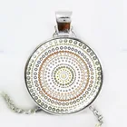 Винтажные Ювелирные изделия серебряного цвета с искусственной мандалой, стеклянный кабошон, подвеска-чокер для йоги, стеклянное ожерелье, индийские ювелирные изделия