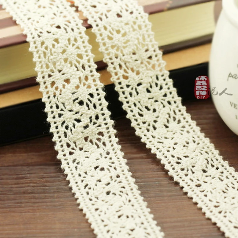 1 Meter DIY Handmade Patchwork Christmas Ribbons Cotton Material Lace Ribbon Beige Color Sewing Accessory | Дом и сад