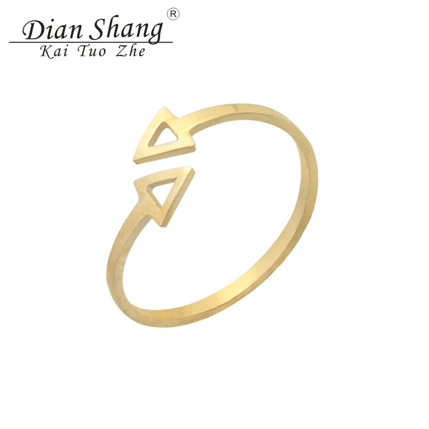 Resizable Double Arrow Ring Minimalism Geometric Triangles Men Jewelry Stainless Steel Aros Punk Anillos Mujer Best Friend Gifts | Украшения