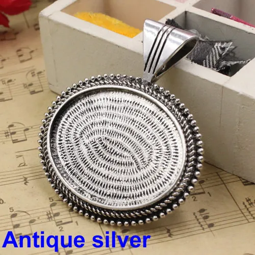 Antique silver Подходит 30x40 мм сплав под бронзу Камея/Стекло/Рамка для кабошона и закрепка, сделай сам аксессуар кулон Шарм база 2 шт./лот K02137 - Окраска металла: Antique silver