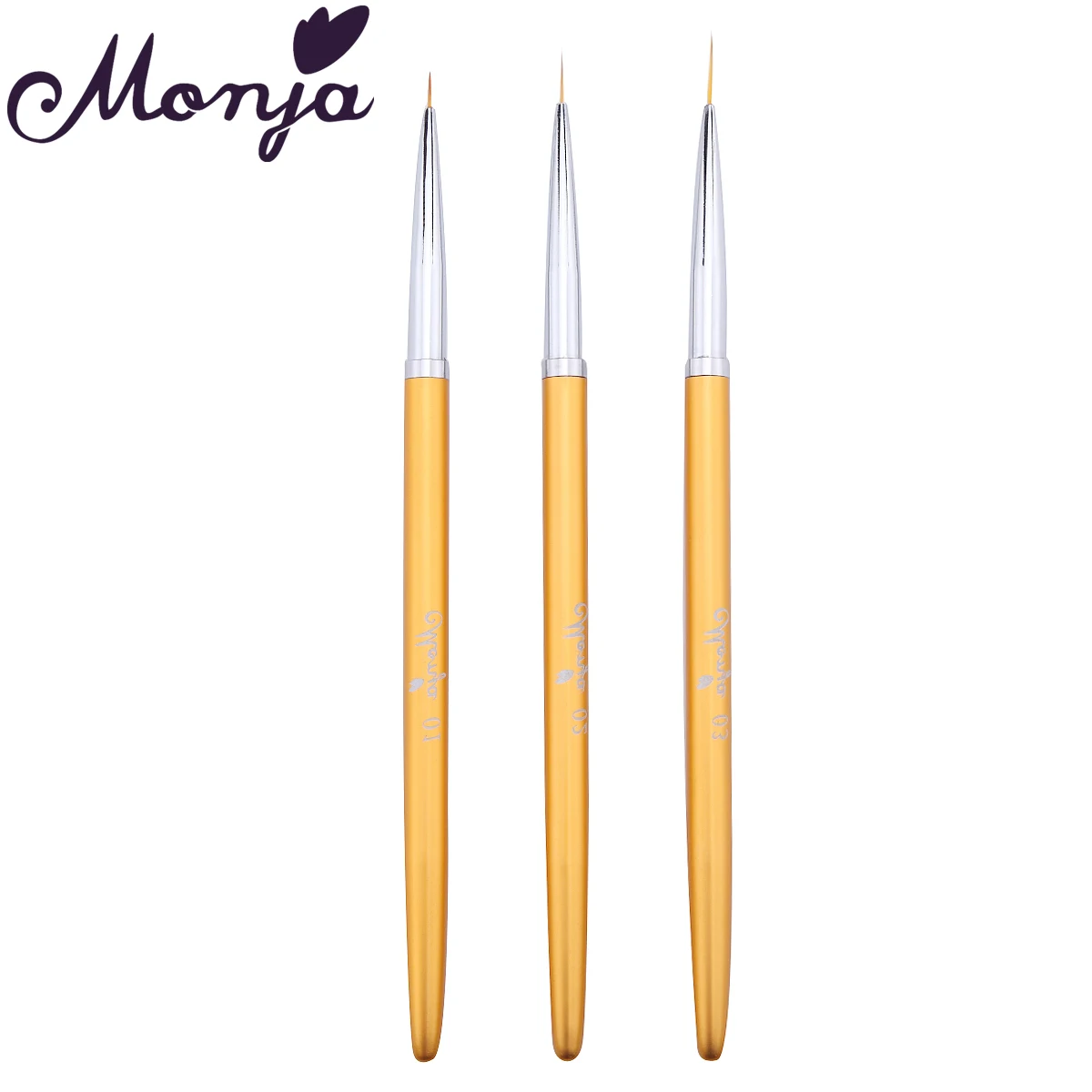Monja 3 шт./компл. Nail Art 5/7/11 мм золотая металлическая ручка полосатые линии лайнер