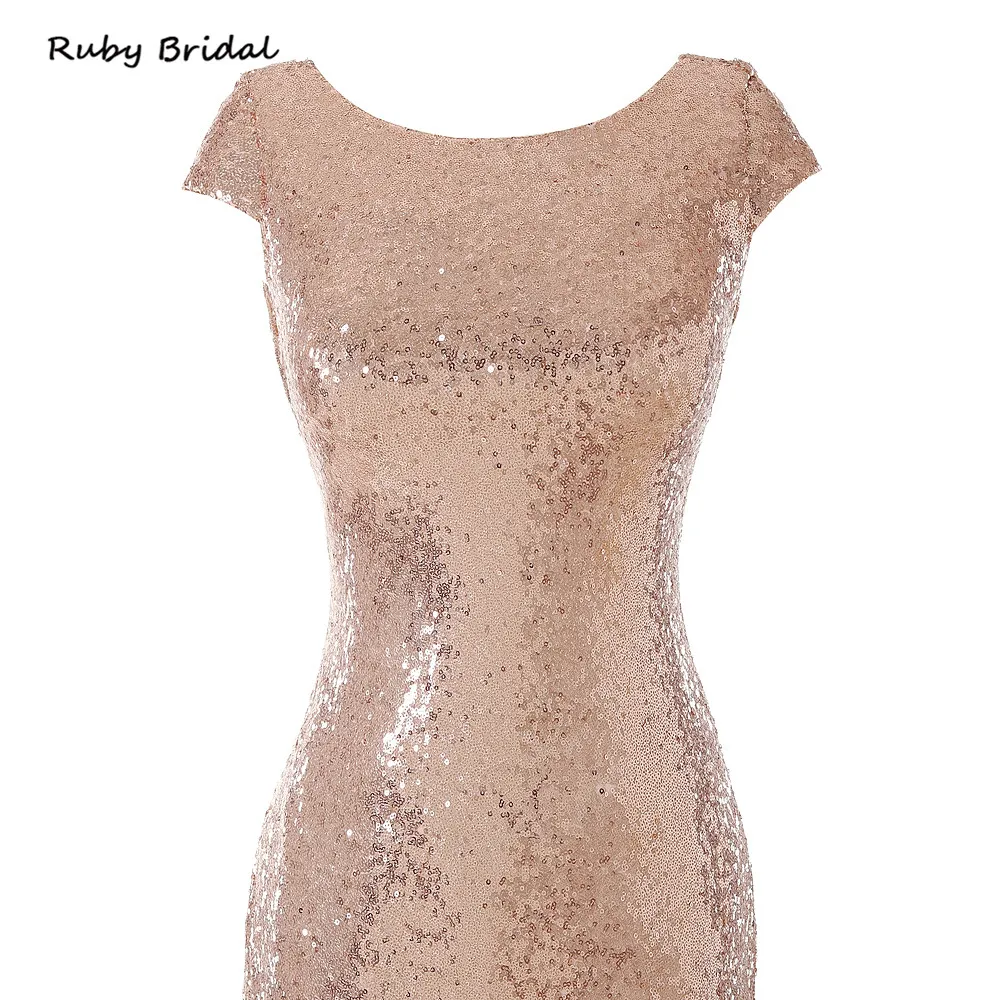 Ruby Bridal 2017 длинное платье цвета шампанского золотого с блестками Платья для