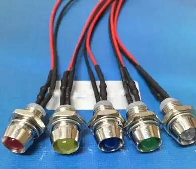 

12V With Metal LED Holder F5 5mm White Red Green Blue Yellow Orange RGB LED Lamp Light With 20cm Wire Light Beads x 100pcs