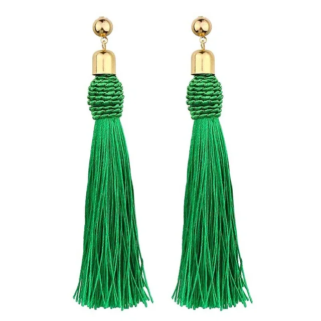 HH0076-3 Crazy Feng кисточка ручной работы серьги Мода черный, красный желтый и зеленый цвета Длинные мотаться уха Broncos шелк бахромой украшения для женщин - Окраска металла: HH0076-3
