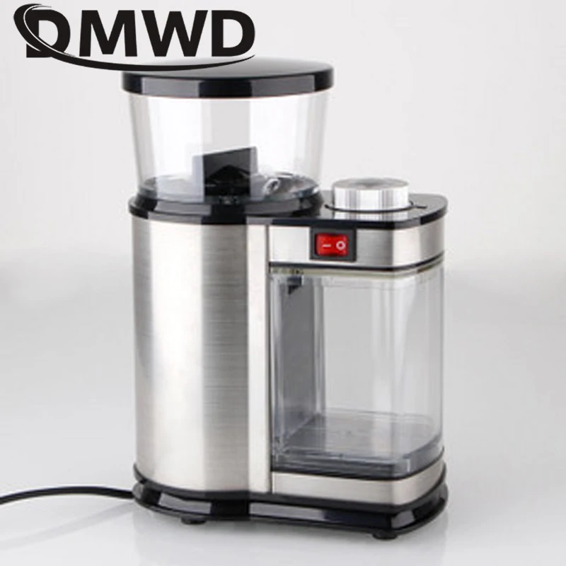 DMWD Электрический Нержавеющая сталь Кофе мясорубку 350 г Burr мельница итальянское